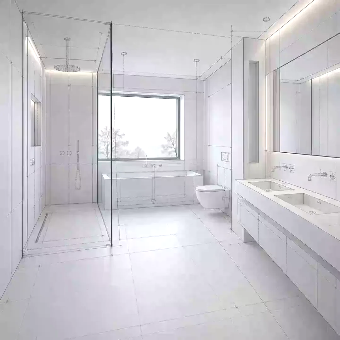 Badezimmer als Ausgangspunkt der Visualisierung von der Planung bis zur Fertigstellung