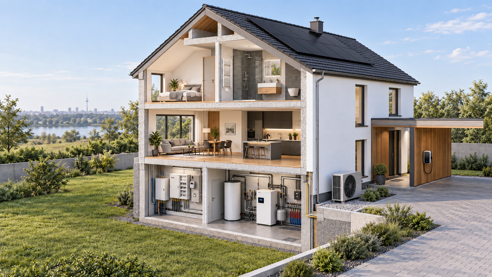 Technische Gebäudeinstallation in einem Wohnhaus