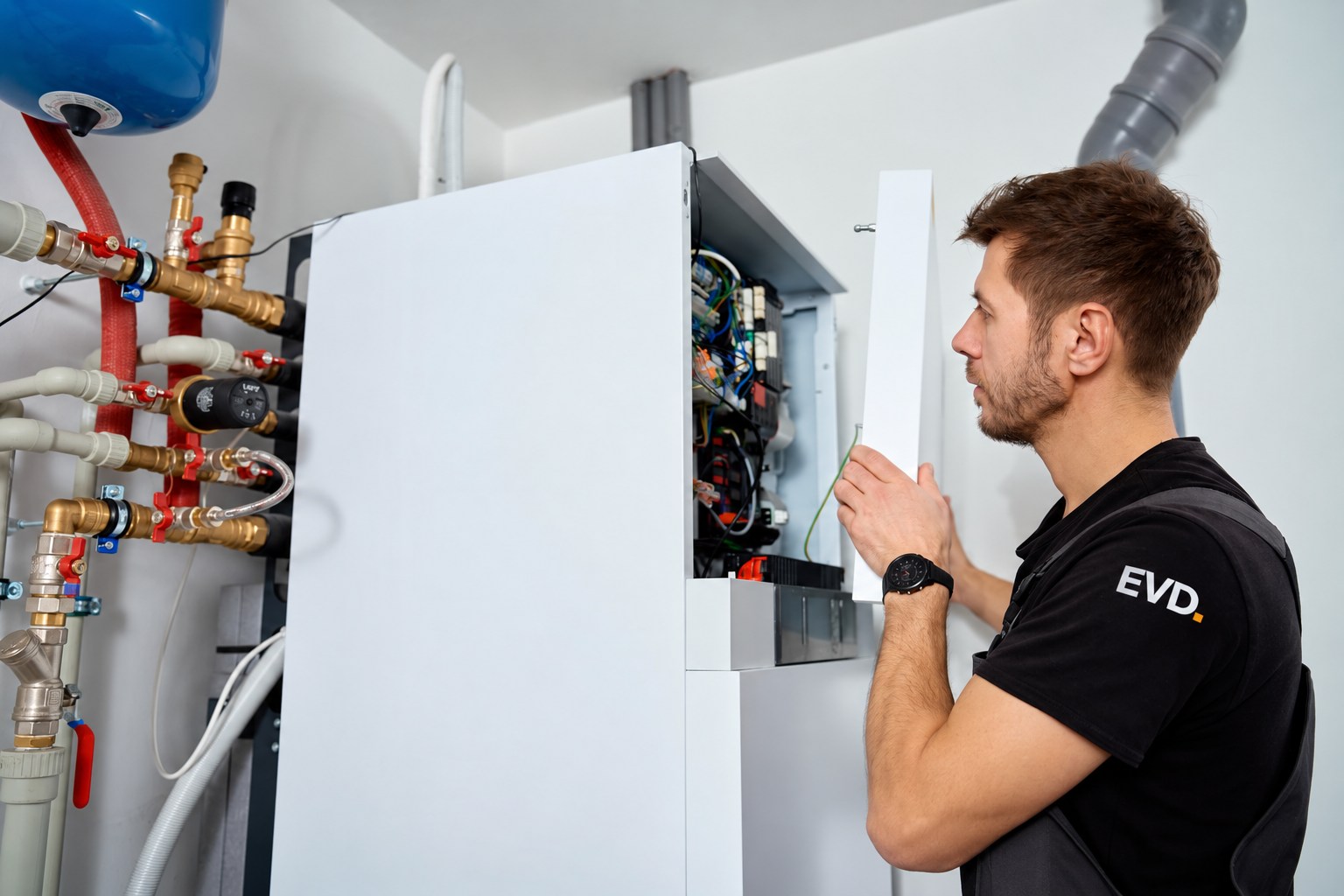 Haus mit Photovoltaikanlage und Wärmepumpe